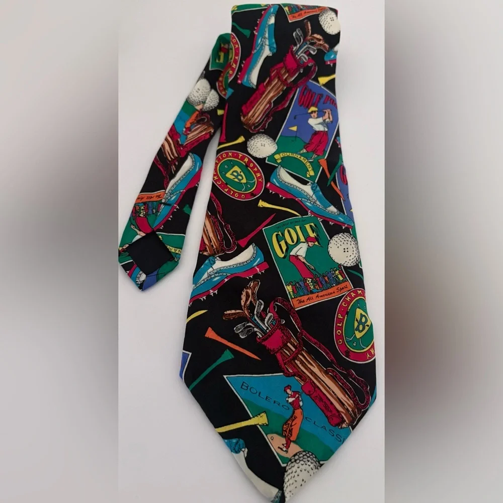 Addiction Golf Tournament Theme Men's 100% Silk Hand Made Necktie
